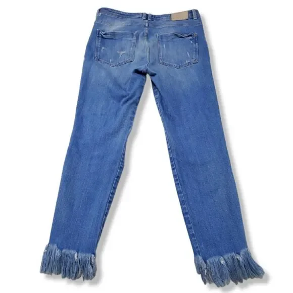 Zara Jeans Size 6 Trafaluc Denim Makers Jeans Distressed Destroyed Frayed Hem - Picture 2 of 6